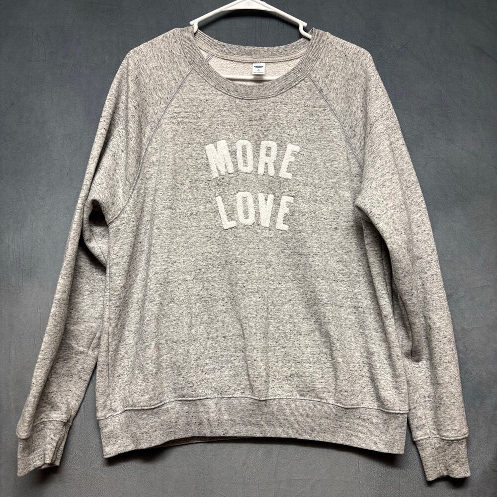 Old Navy More Love Sweatshirt Gray Sherpa Graphic Pullover L Tall Kindness